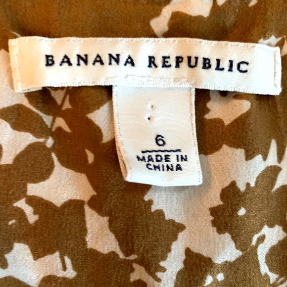 Banana Republic Blouse Top Shirt women's 6 Brown Silk Pleated Collar fall leaf - Picture 2 of 10